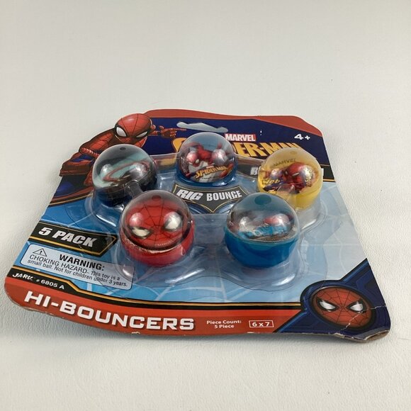 Marvel Spider-Man Bounce Em Big Bounce Rubber Balls Hi Bouncers 5 Pack New - Picture 3 of 6